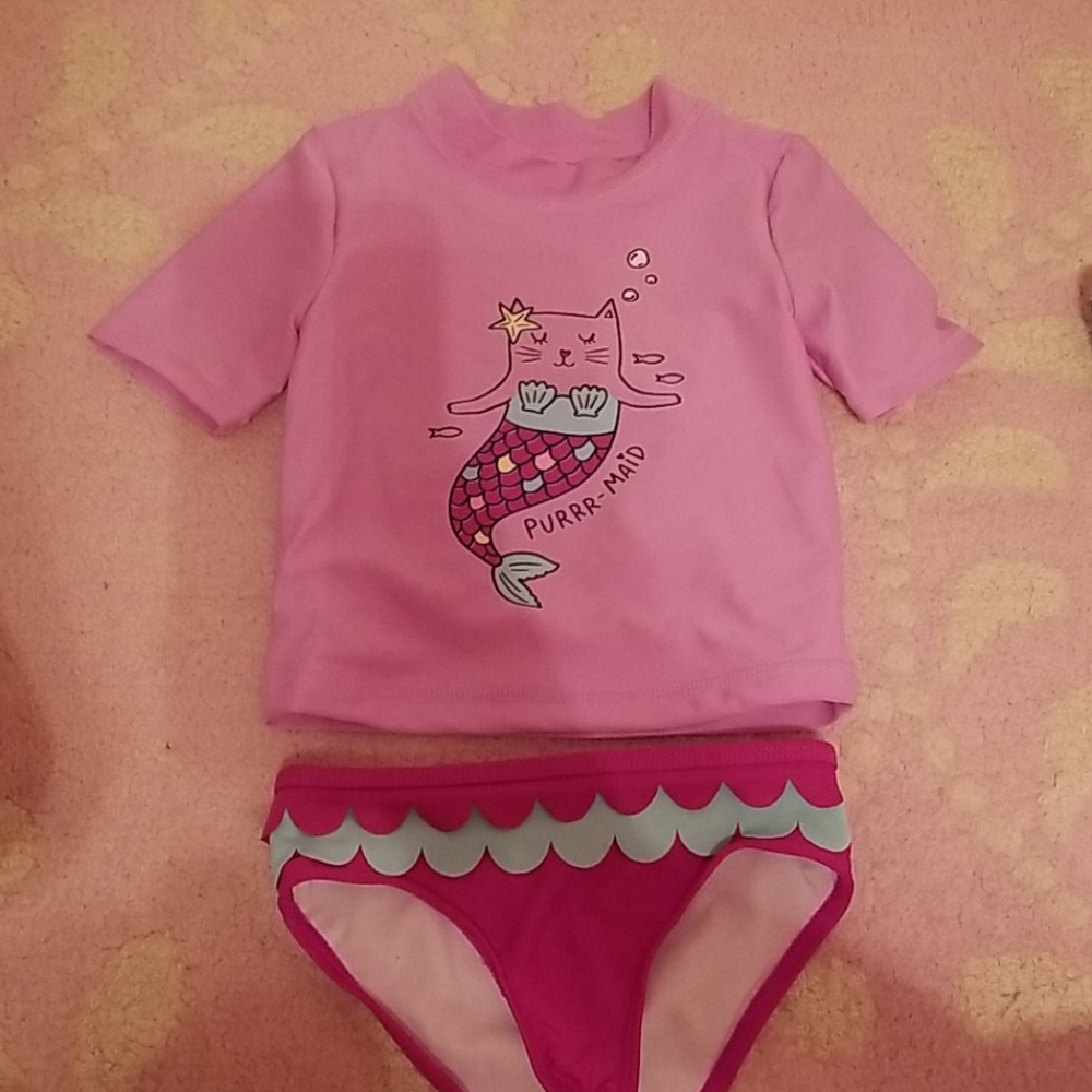 Girls 2 pc Bathing Suit Rash Guard 3T
